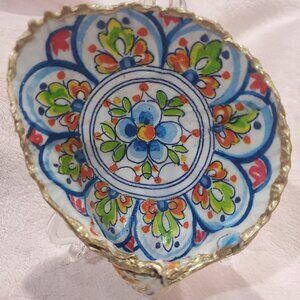 Gorgeous Talavera Inspired Decoupage Seashell